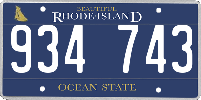 RI license plate 934743