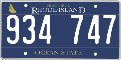 RI license plate 934747