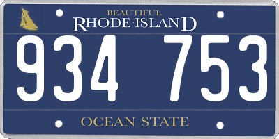 RI license plate 934753