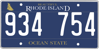 RI license plate 934754