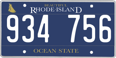 RI license plate 934756