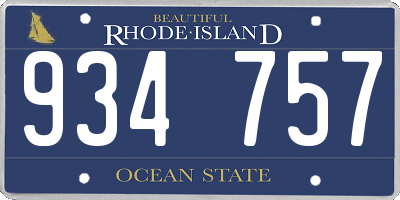 RI license plate 934757