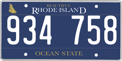 RI license plate 934758