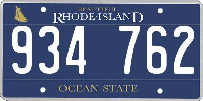 RI license plate 934762