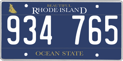 RI license plate 934765