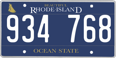 RI license plate 934768