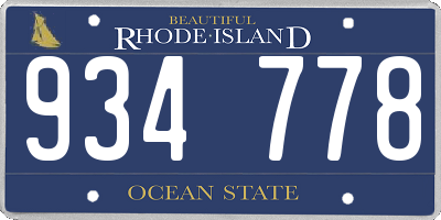 RI license plate 934778