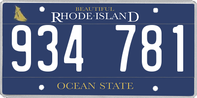 RI license plate 934781