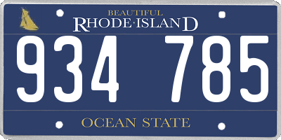 RI license plate 934785
