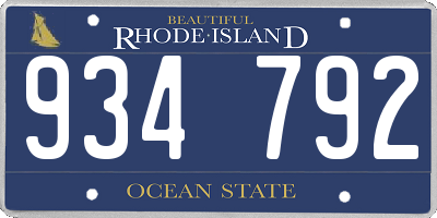 RI license plate 934792
