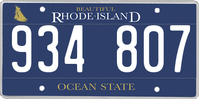 RI license plate 934807