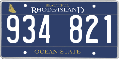 RI license plate 934821