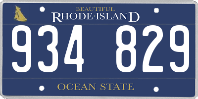 RI license plate 934829
