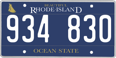 RI license plate 934830