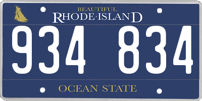 RI license plate 934834