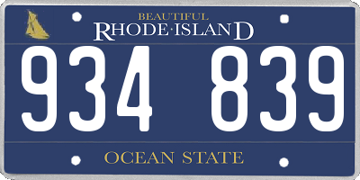 RI license plate 934839
