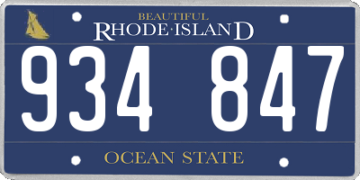 RI license plate 934847