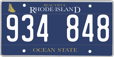 RI license plate 934848