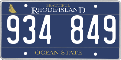 RI license plate 934849