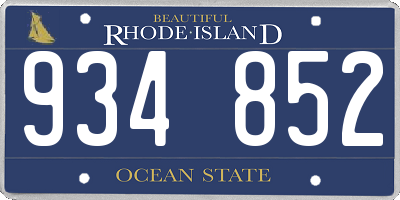 RI license plate 934852