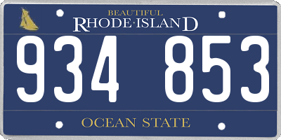 RI license plate 934853