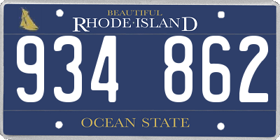 RI license plate 934862