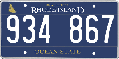 RI license plate 934867