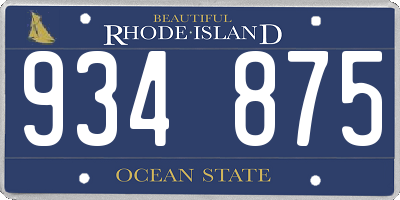 RI license plate 934875