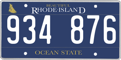 RI license plate 934876