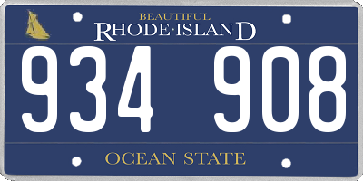 RI license plate 934908