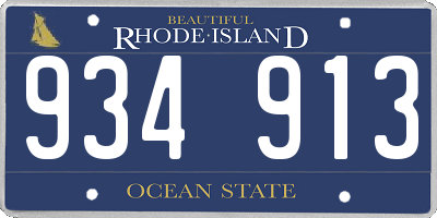RI license plate 934913