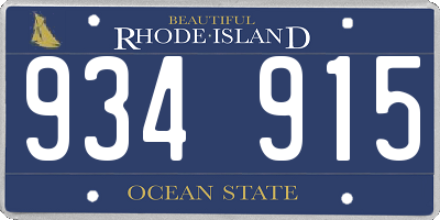 RI license plate 934915
