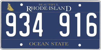 RI license plate 934916