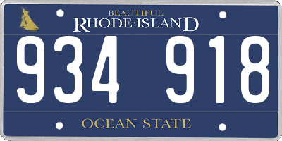 RI license plate 934918