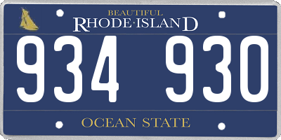 RI license plate 934930