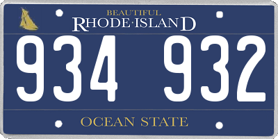 RI license plate 934932