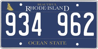 RI license plate 934962