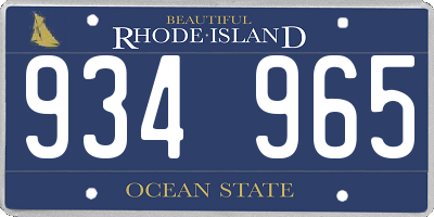 RI license plate 934965