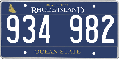 RI license plate 934982