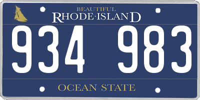 RI license plate 934983