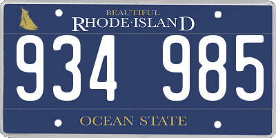 RI license plate 934985