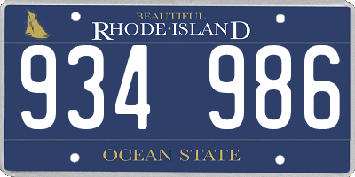 RI license plate 934986