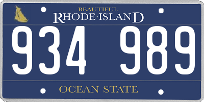 RI license plate 934989