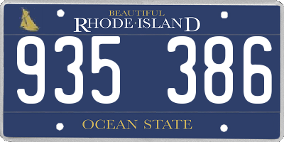 RI license plate 935386