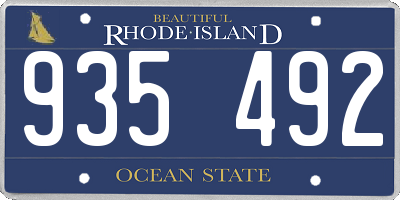 RI license plate 935492