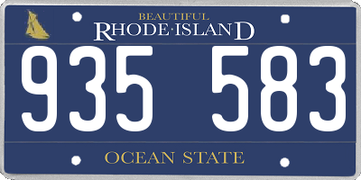 RI license plate 935583