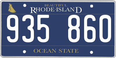 RI license plate 935860