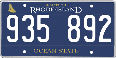 RI license plate 935892