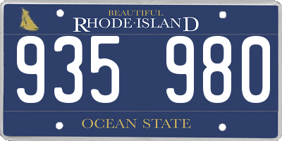 RI license plate 935980