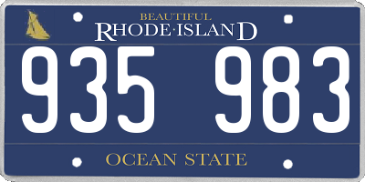 RI license plate 935983